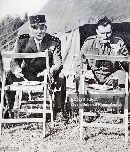 General de Lattre de Tassigny, Commander of Western Union Land Forces and Lieut and General Sir Charles Keightley in Germany. Jean Joseph Marie...