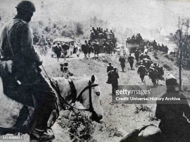 Greek army in retreat after the German invasion of Greece in World War II. The German invasion of Greece, also known as the Battle of Greece or...