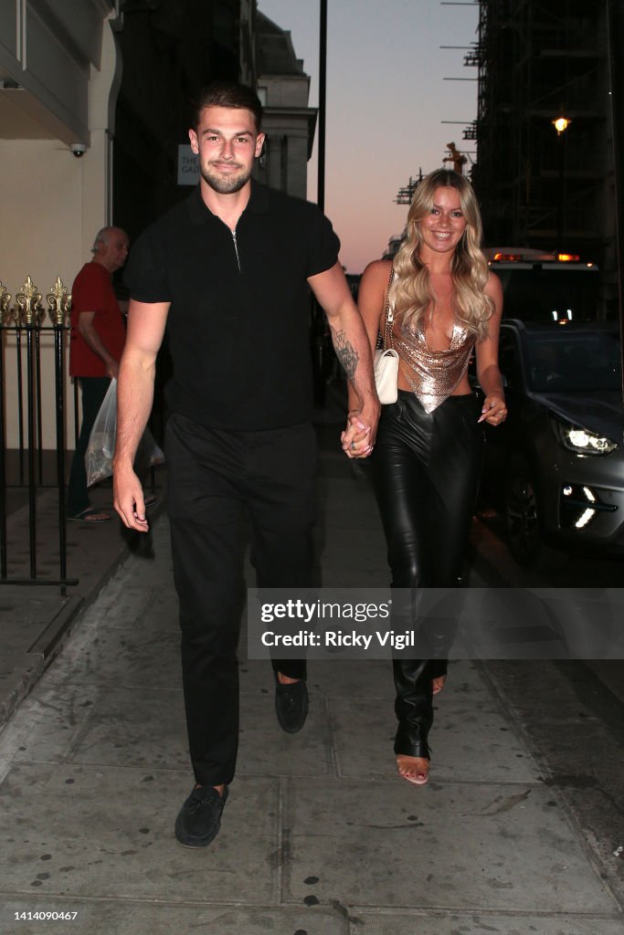 Tasha Ghouri and Andrew Le Page seen on a night out at MNKY HSE in