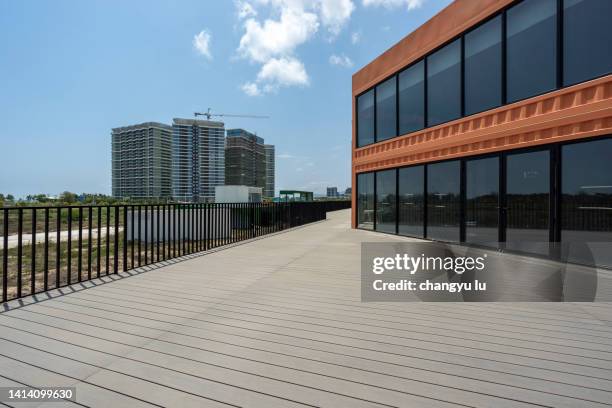 container building in the sun - temporary office stock pictures, royalty-free photos & images