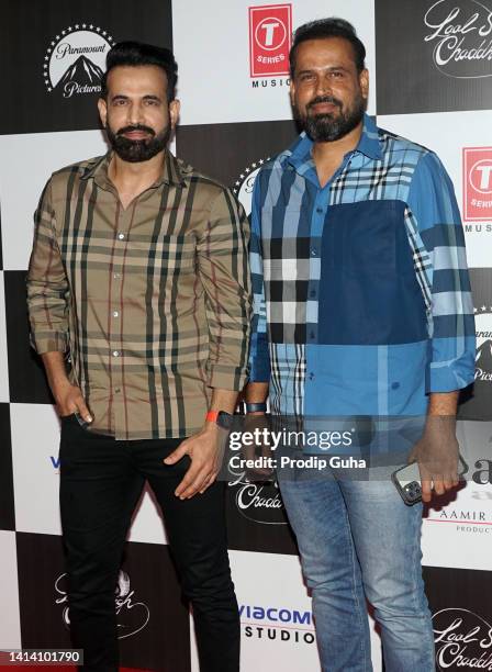 Irfan Pathan and Yusuf Pathan attend a screening of the film 'Laal Singh Chaddha' on August 10, 2022 in Mumbai, India