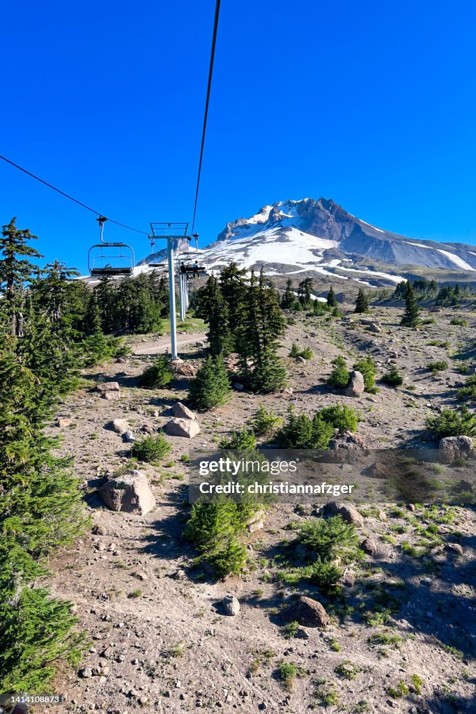 Summer skiing on Palmer Glacier at Timberline Ski Resort