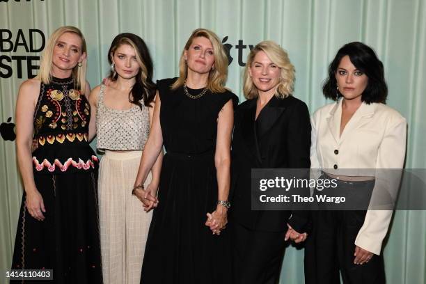 Anne-Marie Duff, Eve Hewson, Sharon Horgan, Eva Birthistle and Sarah Greene attend Apple TV+'s "Bad Sisters" New York Premiere at the Whitby Hotel on...