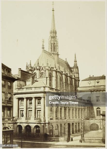 La Sainte Chapelle in Paris, The Sainte Chapelle Paris edouard Denis Baldus , Paris, 1855 1865, paper, cardboard, salted paper print, height 283 mm...