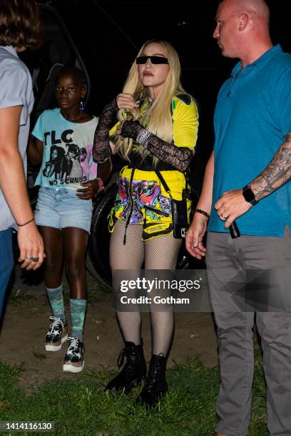 Madonna and daughter, Stella Ciccone, are seen at DiscoOasis at Wolman Rink in Central Park on August 10, 2022 in New York City.