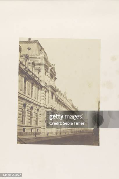 Facade of the Pavillon Richelieu at the Palais du Louvre and the Rue de Rivoli, Part of Reunion des Tuileries au Louvre 1852-1857, album 4. Edouard...
