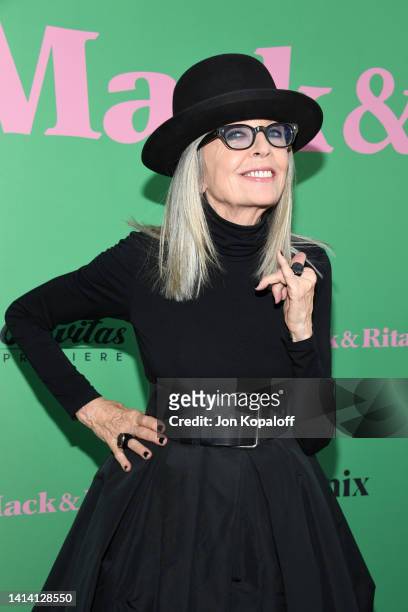 Diane Keaton attends the Los Angeles Premiere of Gravitas Premiere's "Mack And Rita" at NeueHouse Los Angeles on August 10, 2022 in Hollywood,...