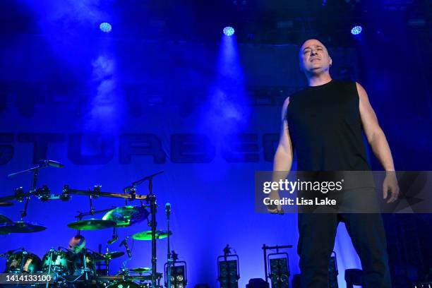 David Draiman of the band Disturbed performs during Musikfest on Wind Creek Steel Stage at PNC Plaza on August 10, 2022 in Bethlehem, Pennsylvania.