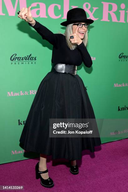 Diane Keaton attends the Los Angeles Premiere of Gravitas Premiere's "Mack And Rita" at NeueHouse Los Angeles on August 10, 2022 in Hollywood,...