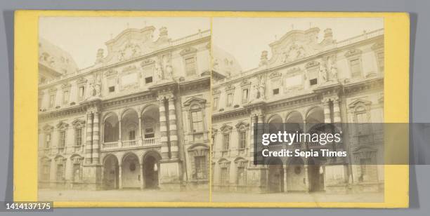 View of the entrance to the Castello del Valentino in Turin, Valentino , anonymous, Turijn, c. 1850 - c. 1880, photographic support, cardboard,...