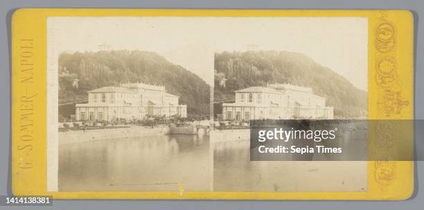 View of a hotel on Lake Como in Bellagio, Lago di Como, Bellaggio Hotel Gran , Giorgio Sommer, Bellagio , c. 1860 - c. 1880, photographic support,...