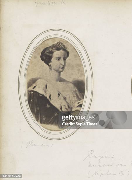 Photoreproduction of a print after a painted portrait of Empress Eugénie of France, wife of Napoleon III, Part of Photo Album with 123...