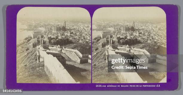 View of Malaga, seen from the Alcazaba, Vue Generale DE MALAGA PRISE DE LA FORTERESSE , Jean Andrieu , Alcazaba de Malaga, 1862 - 1876, cardboard,...