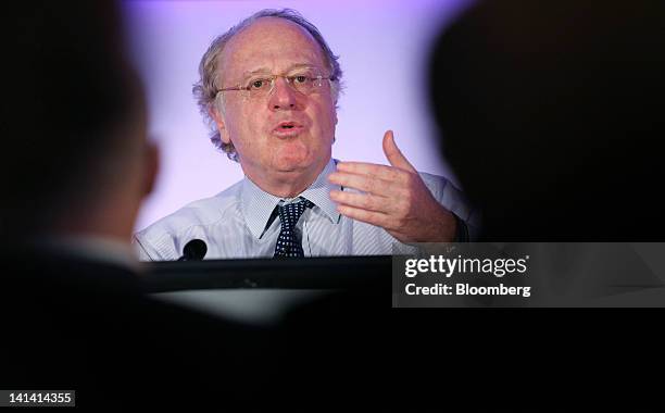 Paolo Scaroni, chief executive officer of ENI SpA, speaks during a presentation of the company's 2012-2015 strategies in London, U.K., on Thursday,...