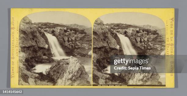 View of a waterfall near the Col du Mont Cenis, Chute d'eau, Mont Cenis , William England , Col du Mont Cenis, c. 1850 - c. 1880, cardboard, albumen...