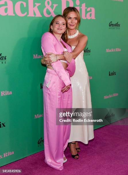 Ora Duplass and Katie Aselton attend the Los Angeles premiere of "Mack And Rita" at NeueHouse Los Angeles on August 10, 2022 in Hollywood, California.
