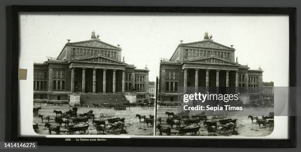 Konzerthaus Berlin on the Gendarmenmarkt, Germany, Le Theatre royal , anonymous, Berlin, 1860 - 1871, glass, slide, height 83 mm × width 171 mm.