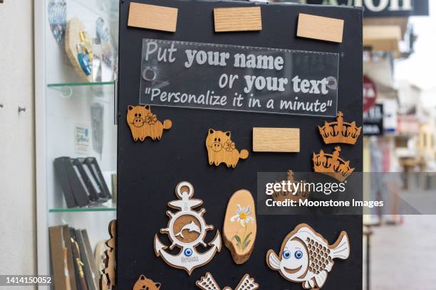 gift shop at rethymnon town on crete, greece - souvenir stock pictures, royalty-free photos & images