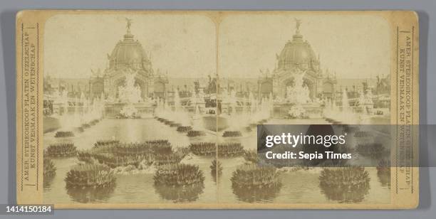 Central dome and fountains at the 1889 World's Fair, Paris. Le Dome Central , anonymous, publisher: Amerikaans Stereoscoop Platen Gezelschap Kunst...