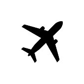 Airplane icon. Plane flight pictogram. Transport, symbol travel.