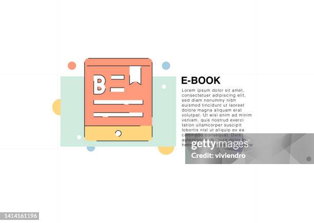 e-book colored line icon - reading blank tablet stock illustrations