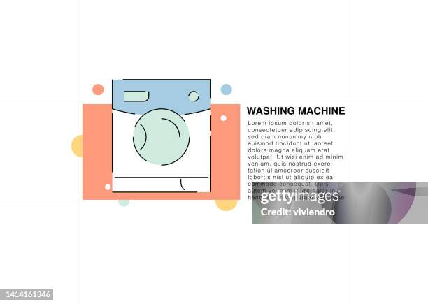 washing machine colored line icon - laundry machine stock illustrations