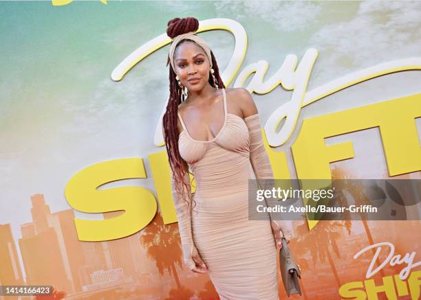 Meagan Good attends the World Premiere of Netflix's "Day Shift" at Regal LA Live on August 10, 2022 in Los Angeles, California.