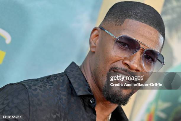 Jamie Foxx attends the World Premiere of Netflix's "Day Shift" at Regal LA Live on August 10, 2022 in Los Angeles, California.