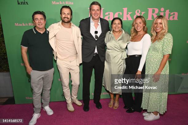 Dennis O'Connor, Cameron Moore, Nolan Gallagher, April Tonsil, Danielle Gasher, and Kelly Mcelderry attend the NeueHouse x Mack & Rita Premiere at...