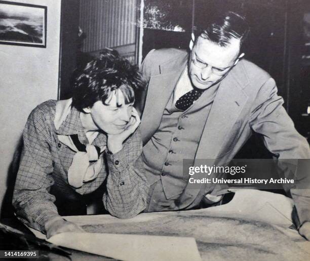 Amelia Mary Earhart with her husband George Palmer Putnam. Amelia Mary Earhart was an American aviation pioneer and author. Earhart was the first...