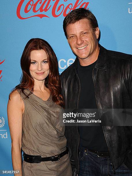 Actress Laura Leighton and actor Doug Savant attend the UNICEF "Playlist With The A-List" celebrity karaoke benefit at El Rey Theatre on March 15,...