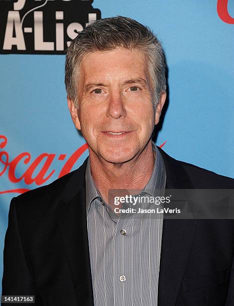 Host Tom Bergeron attends the UNICEF "Playlist With The A-List" celebrity karaoke benefit at El Rey Theatre on March 15, 2012 in Los Angeles,...