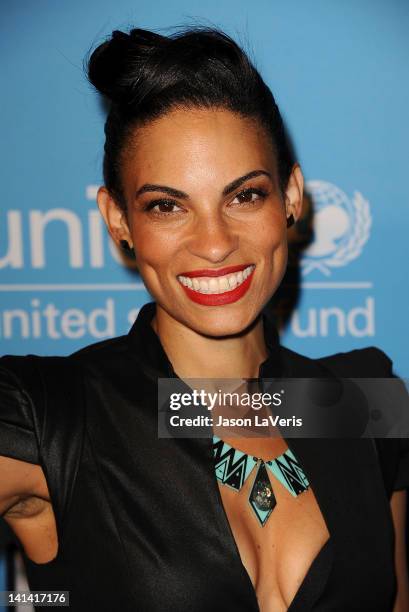 Singer Goapele attends the UNICEF "Playlist With The A-List" celebrity karaoke benefit at El Rey Theatre on March 15, 2012 in Los Angeles, California.