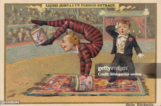 Bilderserie Kinder als Artisten im Zirkus / Picture series children as artists in circus, digital improved reproduction of a collectible image from...