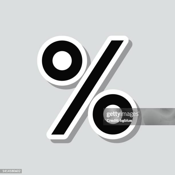 ilustrações de stock, clip art, desenhos animados e ícones de percent symbol. icon sticker on gray background - sinal de percentagem