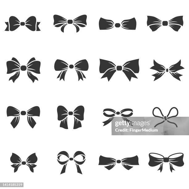 bow icon set - bow tie stock illustrations