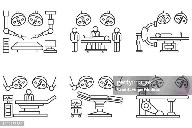 surgery icon set - operation theatre stock illustrations