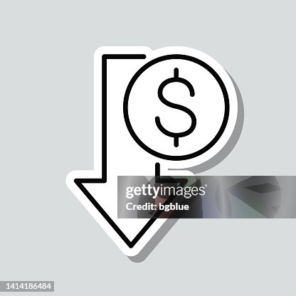 Dollar decrease. Icon sticker on gray background Dollar decrease. Icon sticker on gray background