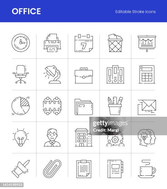 office editable stroke line icons - home base stock illustrations