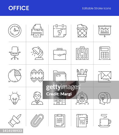 Office Editable Stroke Line Icons Office Editable Stroke Line Icons