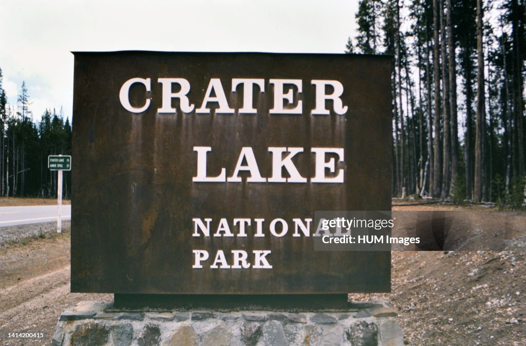 Crater Lake National Park sign ca. 1985