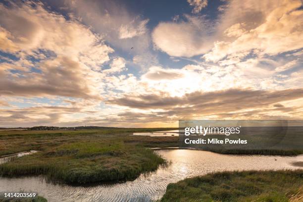 marshes, north norfolk. u.k. - salt marsh stock pictures, royalty-free photos & images