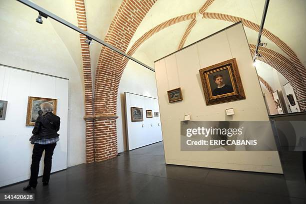 Photo taken on March 15 shows one of the exhibition rooms of the museum dedicated to French painter and lithographer Henri de Toulouse-Lautrec in...
