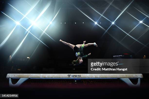 Emma Slevin of Ireland competes in the Balance Beam during the Women's Artistic Gymnastics Subdivision 2 competition on day 1 of the European...