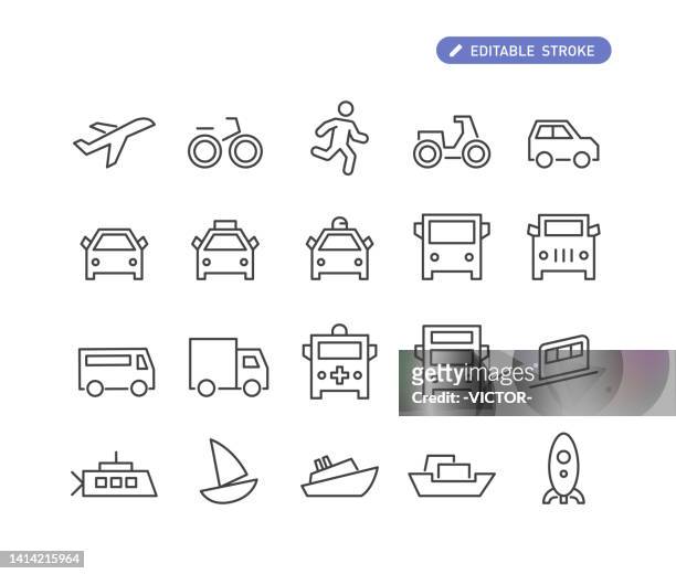 transport icons-line serie - mini bus stock-grafiken, -clipart, -cartoons und -symbole