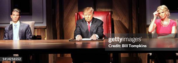 Donald Trump, Donald Trumpr, Jr and Ivanka Trump during the Celebrity Apprentice live season finale on May 16, 2010 in New York City.