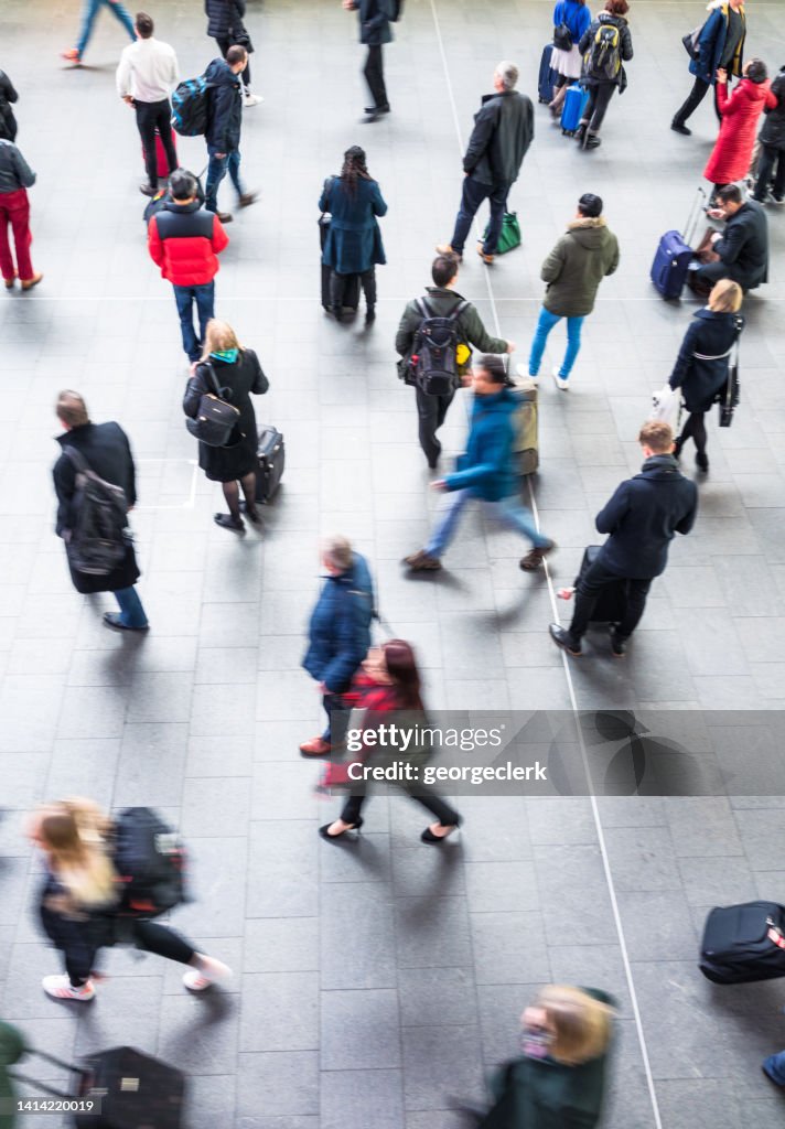 Passengers in station hall