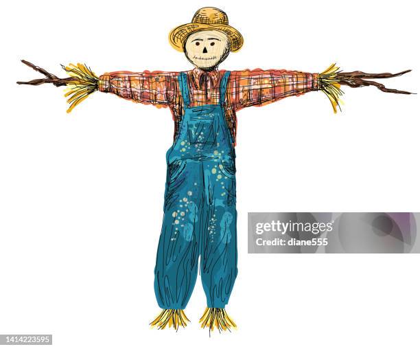 stockillustraties, clipart, cartoons en iconen met fun scarecrow on a transparent background - vogelverschrikker