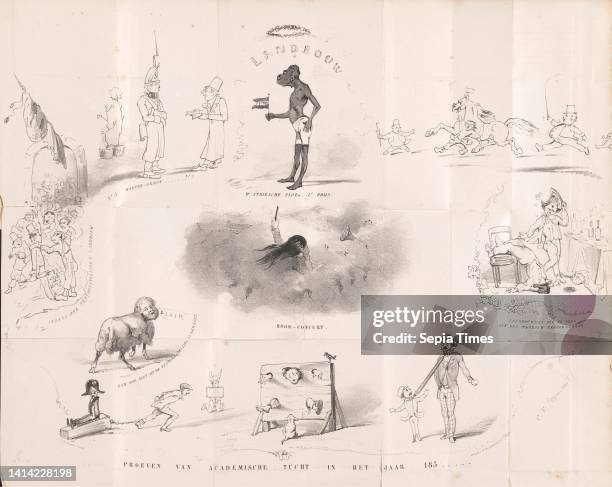 Cartoon in Leiden student almanac Protests of academic discipline in the year 185 , Cartoon in the student almanac of the University of Leiden of the...