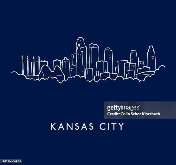 カンザスシティスカイラインスケッチ - kansas city skyline点のイラスト素材／クリップアート素材／マンガ素材／アイコン素材